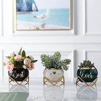 Mini pots de fleurs succulents en céramique Offres Spéciales avec support en métal cadeaux d'anniversaire pour femmes paquet de kits pour les amoureux des plantes