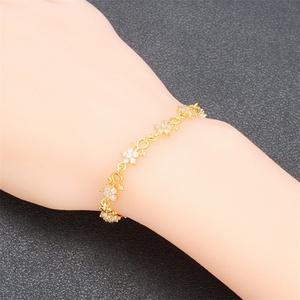 Wholesale 24K Gold Plated Brass <b>Bracelet</b> Bangle Beautiful Design with Zirconia Stones Fashion Charm for Women and Girls - Product Image 4