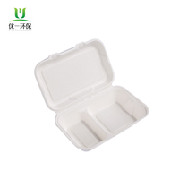 Vaisselle jetable, vente en gros, micro-ondes 100%, sachet de canne à sucre écologique, biodégradable, boîte à déjeuner à clapet