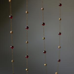 Kalung Batu Permata Kristal Pendek Panjang Garnet <span class=keywords><strong>Burgundy</strong></span> Alami Rantai Manik Emas Buatan Tangan Showfay Kadin - Product Image 4