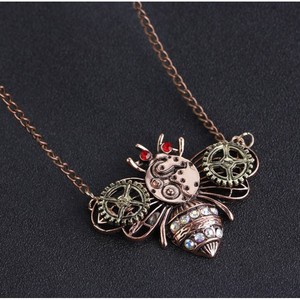 Colliers pendentifs mécaniques steampunk avec engrenages, <span class=keywords><strong>papillon</strong></span>, <span class=keywords><strong>abeille</strong></span>, hibou pour hommes, femmes, bijoux unisexes - Product Image 6