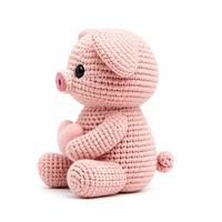 Peluche cochon en forme de cœur, style tricoté à la main, adorable et réconfortante