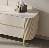 Meubles de salon modernes et durables pour grand appartement, ensemble de meuble TV en dalle de roche et table basse de luxe en bois massif