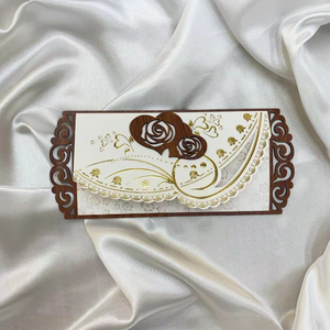Nouvelle conception, prix <span class=keywords><strong>de</strong></span> gros usine YIWU, carte d'invitation <span class=keywords><strong>de</strong></span> <span class=keywords><strong>mariage</strong></span> florale en papier <span class=keywords><strong>de</strong></span> qualité supérieure, 23x10.5cm, avec dorure à chaud - Product Image 6