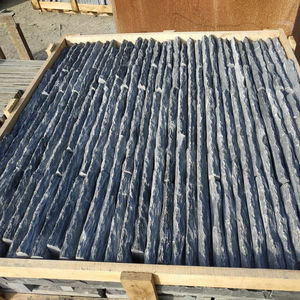 Paneles de piedra apilados naturales baratos en pizarra negra para decoración de pared de TV de fachada exterior de chimenea con acabado de superficie dividida - Product Image 3