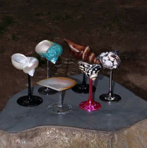 Gobelet en verre artisanal personnalisé en coquille de conque naturelle, écologique et réutilisable, style bohème, pour boissons froides, vin et cocktails - Product Image 3