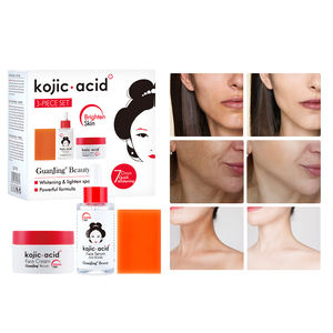 Ensemble de soins de la peau éclaircissants à l'acide kojique personnalisé en 3 pièces pour femmes, anti-âge, facile à emporter, ensembles de soins de la peau de luxe pour les voyages - Product Image 1