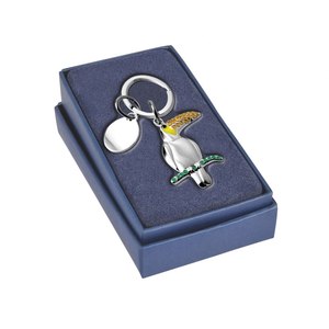 Porte-clés en cristal Toco Toucan plaqué argent avec pierres jaunes et vertes, breloque animale pour clés ou sac - Product Image 2