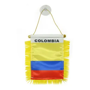 Bandeira de pennant de colômbia com logotipo personalizado, bandeira para retrovisor de carro e decoração de casa
