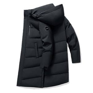 แจ็กเก็ตผู้ชายยาวปานกลาง, แจ็คเก็ตลำลองกันลมมีฮู้ดเรียบง่ายซิปปิดผ้าใบเสื้อโค้ทที่ทันสมัยขนาดกลาง - Product Image 1