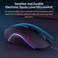Mouse game kantor ergonomis, Laptop Tablet PC komputer kabel 3200DPI lampu RGB warna-warni lampu ergonomis klik diam untuk rumah pintar