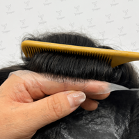 Prothèse capillaire ultra-fine V-Loop 0,04-0,06 mm pour hommes, base intégrale en PU, 100 % cheveux humains Remy indiens, système capillaire 8x10 6 pouces