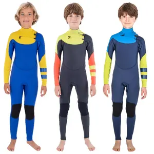 DIVESTAR özel OEM 3/2mm neopren tulum sıcak tam çocuk göğüs fermuar ile sörf kıyafeti Unisex su geçirmez artı boyutu çocuk