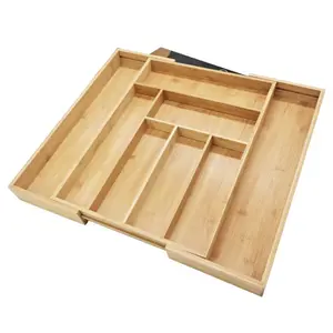 OWNSWING Drawer Organizer Flatware Silverware Organizer Cutlery Tray Expandable Adjustable Bamboo Drawer Organizer Kitchen