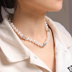 Collar de una sola capa con diseño geométrico de perlas de grado AA para uso diario - Product Image 2