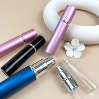 Mingsheng Flacons de parfum portables en verre et aluminium, vides, personnalisables, 15 ml, rechargeables, bleus, pour voyage, avec applicateur à bille, simples