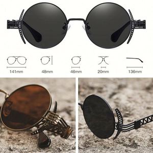 Gafas de Sol Redondas Punk Retro de Moda para Hombre y Mujer, Gafas de Sol Steampunk de Metal Hueco, Novedad de 2022 - Product Image 4