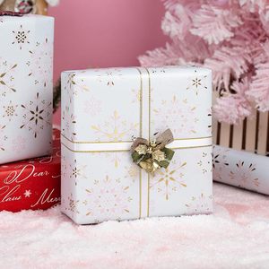 MAYPLUSS Christmas Wrapping Paper Roll 17in X 33ft <b>Pink</b> Gold Snowflake Design Eco-Friendly Gift Craft Packaging - Product Image 2