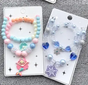 Colorful Unicorn Necklace Children's necklace bracelet ear clip ring set