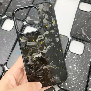 Capa de fibra de carbono para celular, capa comercial brilhante azul fosco gloden de design personalizado para o iPhone 15 pro max