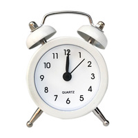 Mini Runder Wecker Kreativer Schlafzimmer Nachttisch Kleiner Wecker Wohnzimmer Digitaler Metall-Wecker Studenten Quarz-Uhr