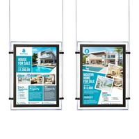 Cadres d'affichage intérieurs rectangulaires A1 A2 A3 A4 avec éclairage LED, panneaux publicitaires pour agents immobiliers, panneaux suspendus pour vitrine