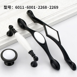 Lcedis Black And White Ceramic Cabinet Handles Oval Shape Modern Design For Furniture Drawer <b>Wardrobe</b> Door Hardware - Product Image 3