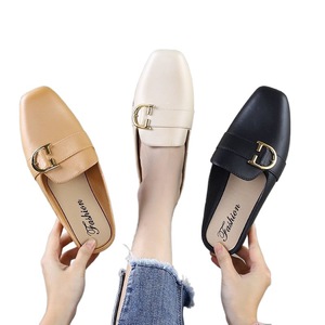 Women's Summer Korean-Style <b>Half</b> Toe Slippers Casual Non-<b>Slip</b> Sandals <b>Slip</b>-On Flat Design for Students Internet Celebrants - Product Image 2