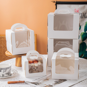 Großhandel Pappe Geburtstags torte <span class=keywords><strong>Box</strong></span> Transparente Fenster deckel Papier Boden Tablett Matt Laminierung für Zucker Babynahrung Cake Shop Verwendung - Product Image 6