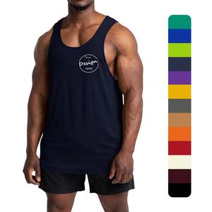 Camiseta sin mangas de gimnasio para hombre personalizada OEM de alta calidad 95% algodón peinado 5% Spandex Color sólido elástico suelto Chaleco de punto - Product Image 1
