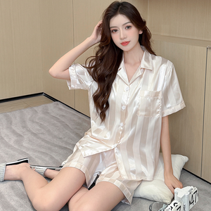 <span class=keywords><strong>ชุด</strong></span>นอนผู้หญิงผ้าไอซ์ซิลค์พิมพ์ลายสำหรับฤดูร้อน - Product Image 1