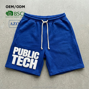 Manufacturer Custom Logo Running 3d Puff Print Sweat Shorts Premium Sports Wear <b>Elastic</b> Waist French Terry Shorts for Men Summer - Product Image 1