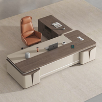 Ensemble bureau et chaise de direction moderne, bureau modulaire en panneaux de bois, production d'usine, table de patron, vente chaude