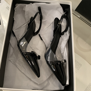 Colección Primavera-Verano 2025: Elegantes Sandalias de Tacón Alto para Mujer con Correa en el Tobillo y Punta en Pico, Zapatos de Mujer que Aumentan la Estatura - Product Image 6