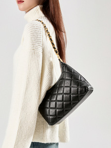 Sac à bandoulière pour femme en cuir véritable, sac sous le bras, nouveau modèle européen et américain 2025, mode décontractée, sac messager à chaîne élégant - Product Image 2