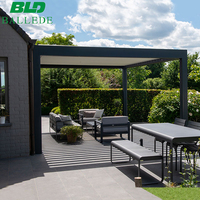 Pergola bioclimatique à lames orientables en aluminium de 9 x 3 m, motorisée, imperméable, pour terrasse, gazebo en métal pour extérieur