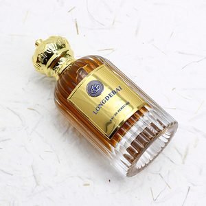 Botella de Perfume Redonda de Vidrio de Lujo de 100 ml, Botella de Perfume Vacía con Franjas y Logotipo Personalizado, con Caja de Empaque - Product Image 4