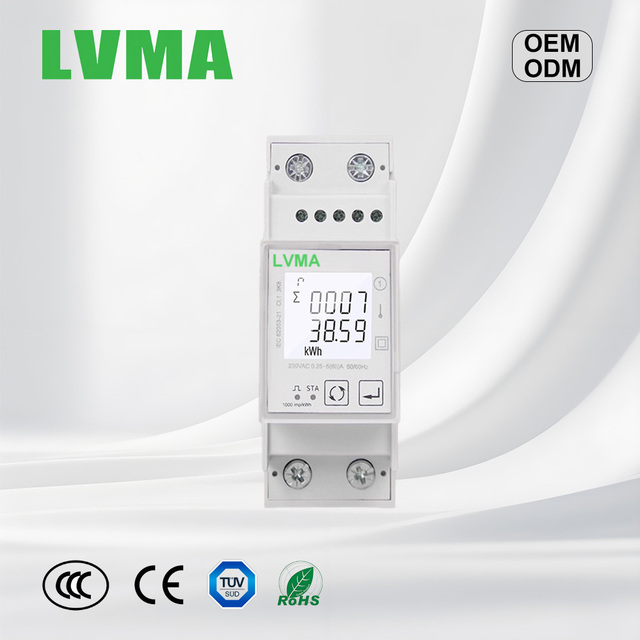 LVMA 2P Single-Phase Smart Household Energy Meter Prepaid Remote Reading LCD Display 220V/230V 63A Max Current Graffiti Rail