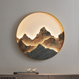 Lámpara de Pared de Losa de Roca Natural con Fuente de Luz LED 220V, Estilo Zen para Entrada, Sala de Estar, Salón de Té, Iluminación Mural - Product Image 1