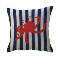 Taie d'oreiller à motif océan bleu marine, conçue avec des tortues, des hippocampes, des poulpes et des crabes, adaptée à la décoration de la maison et du jardin, 4 pièces