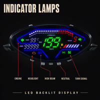 Panel Instrumen Motor Modifikasi LED Plastik Hitam Baru, Speedometer, Odometer, RPM, Tachometer untuk Suku Cadang Motor 100cc