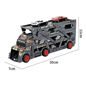 Venta al por mayor coche caja de camión contenedor-Tres niveles contenedor plegable camión con 6/9/12pcs Mini de expulsión de Metal fundido de aleación de modelos de autos para juguetes