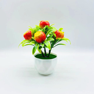 Bonsaï artificiel Qi Xing, fruit de la fortune, plante en pot en plastique de 15 cm, ornement décoratif d'intérieur - Product Image 4