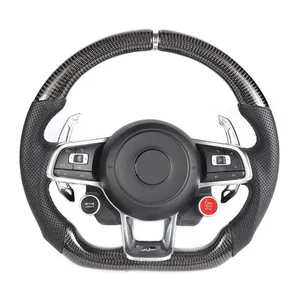 Engranaje de dirección de coche con personalización peluda, volante de fibra de carbono para Volkswagen Golf, volante B5 G3 Jetta mk6 mk5
