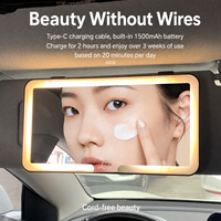Miroir de maquillage LED portable pliable à clipser sur pare-soleil de voiture, installation facile, accessoire cosmétique pour intérieur de voiture