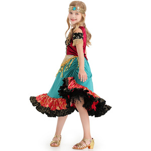 Vestido <span class=keywords><strong>de</strong></span> Danza Bohemio con Lentejuelas y Tirantes para Niña, Estilo Gitano, Disfraz para Juegos - Product Image 3