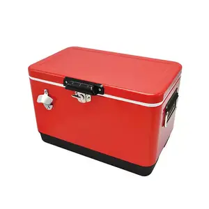 Caja enfriadora de Metal para vino y cerveza de capacidad personalizada, enfriador rodante Vintage, caja enfriadora de hielo portátil para Picnic al aire libre