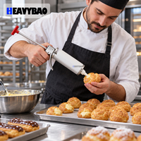 Pistol Saus Stainless Steel Heavybao dengan Botol PE, Pistol Pengisi Selai Hamburger, Pistol Saus Salad