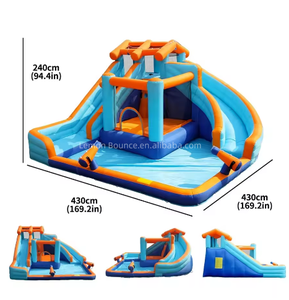 Château gonflable aquatique pour enfants avec mur d'escalade et toboggan, structure <span class=keywords><strong>de</strong></span> jeux gonflable avec trampoline pour l'été - Product Image 2