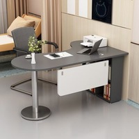 Bureau d'angle incurvé minimaliste moderne avec bibliothèque, bureau d'ordinateur individuel en bois massif, mobilier de bureau domestique